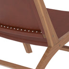 Kuna - Sillón de teca y cuero liso marrón