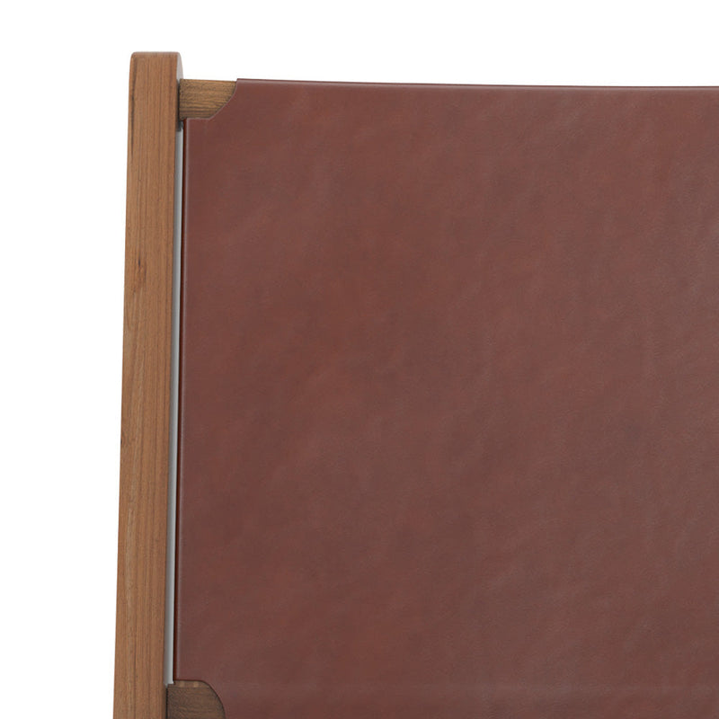 Fauteuil Kuna en teck et cuir marron