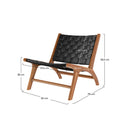 Fauteuil Kuna en teck et cuir noir