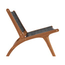 Fauteuil Kuna en teck et cuir noir