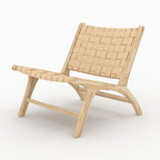 Kuna - Teak And Beige Woven Leather Armchair