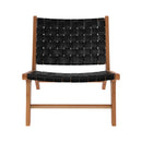 Fauteuil Kuna en teck et cuir noir