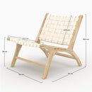 Fauteuil Kuna en teck et cuir tressé blanc