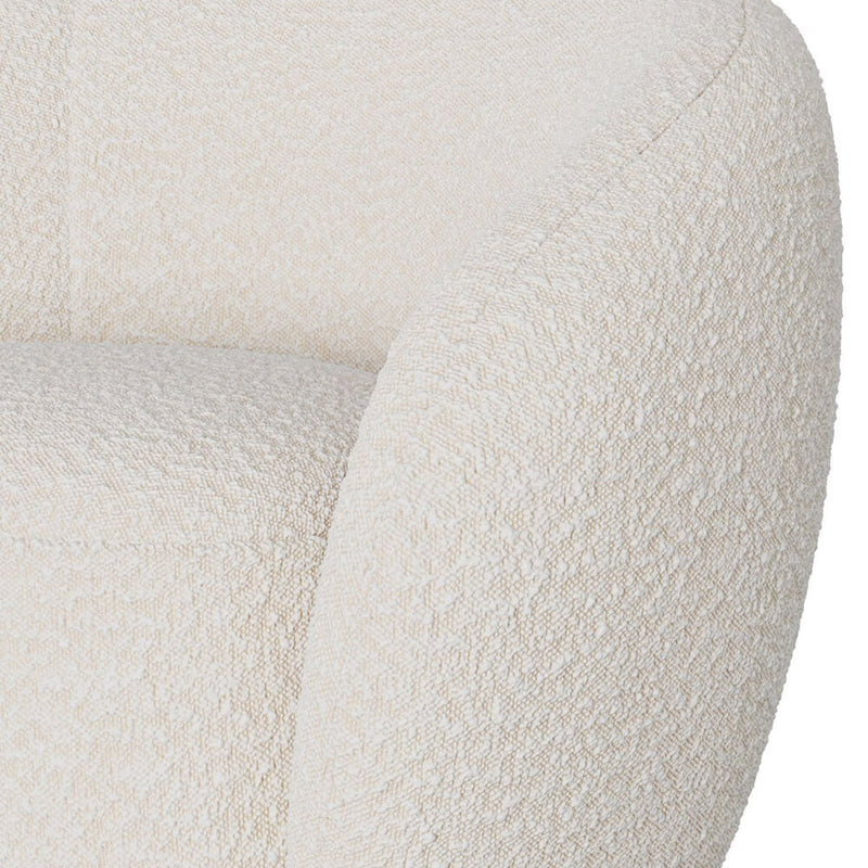 Fauteuil pivotant Naya en tissu bouclé blanc