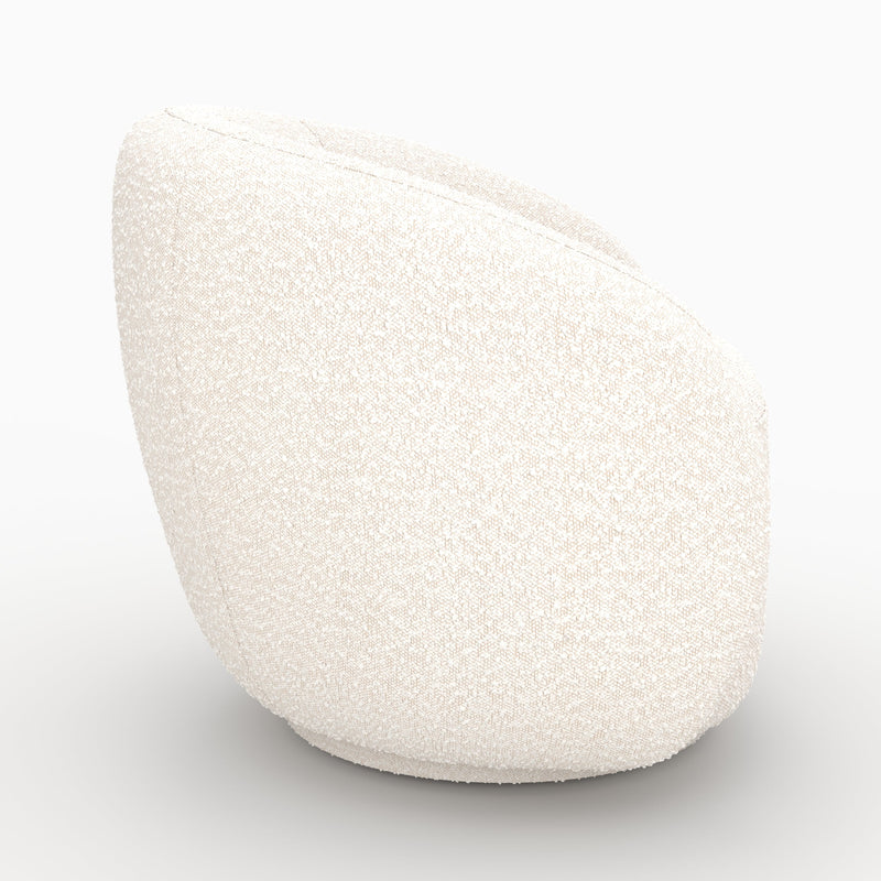 Fauteuil Naya en tissu bouclé blanc