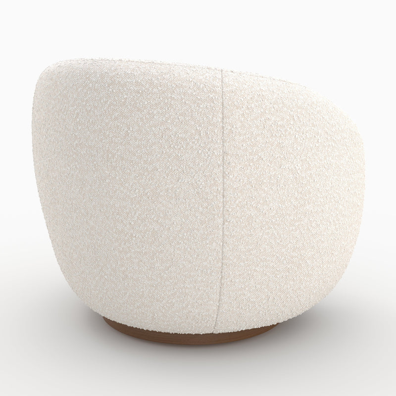Fauteuil pivotant Naya en tissu bouclé blanc