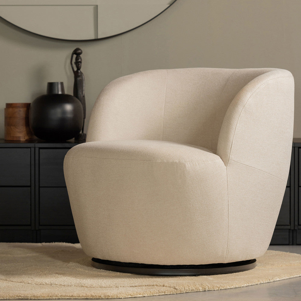 Serra - Sillón giratorio de diseño - Tela - Crudo