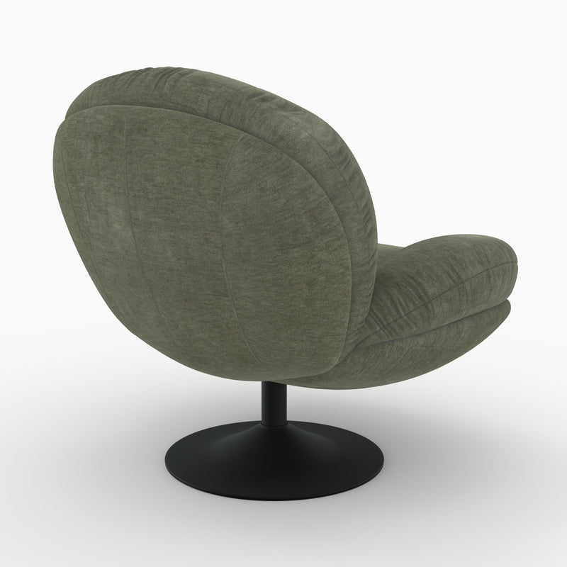Fauteuil Ricci pivotant en tissu effet velours vert kaki