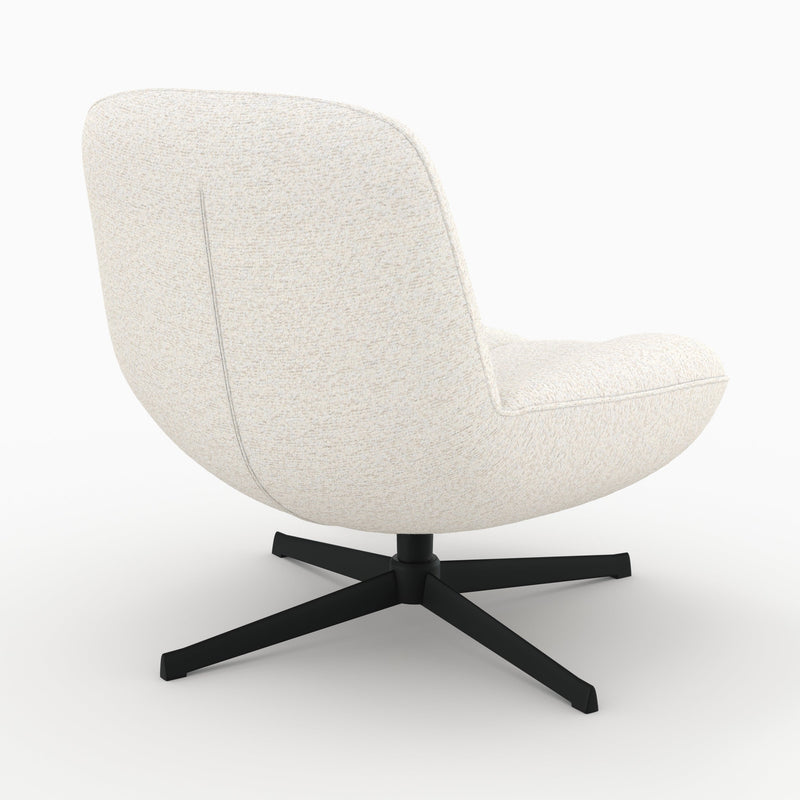 Fauteuil Elvis pivotant en tissu bouclé blanc cassé
