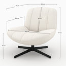 Fauteuil Elvis pivotant en tissu bouclé blanc cassé