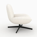 Fauteuil Elvis pivotant en tissu bouclé blanc cassé