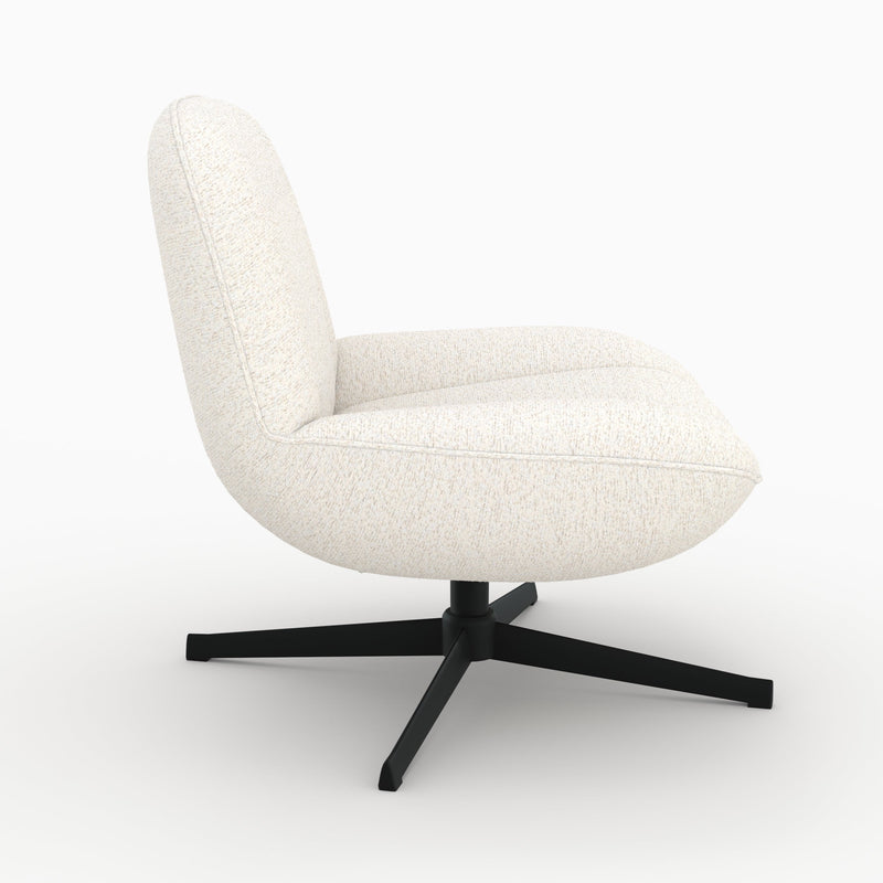 Fauteuil Elvis pivotant en tissu bouclé blanc cassé