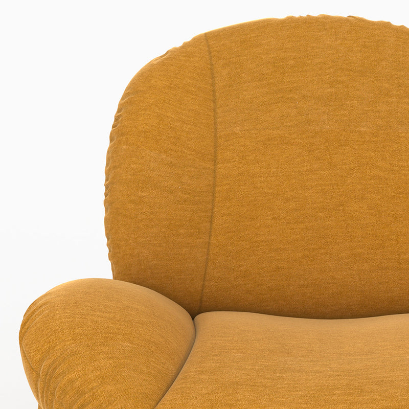 Fauteuil Ricci pivotant en tissu effet velours jaune moutarde