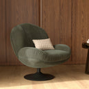 Fauteuil Ricci pivotant en tissu effet velours vert kaki