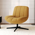 Elvis - Sillón giratorio de tela efecto terciopelo amarillo mostaza