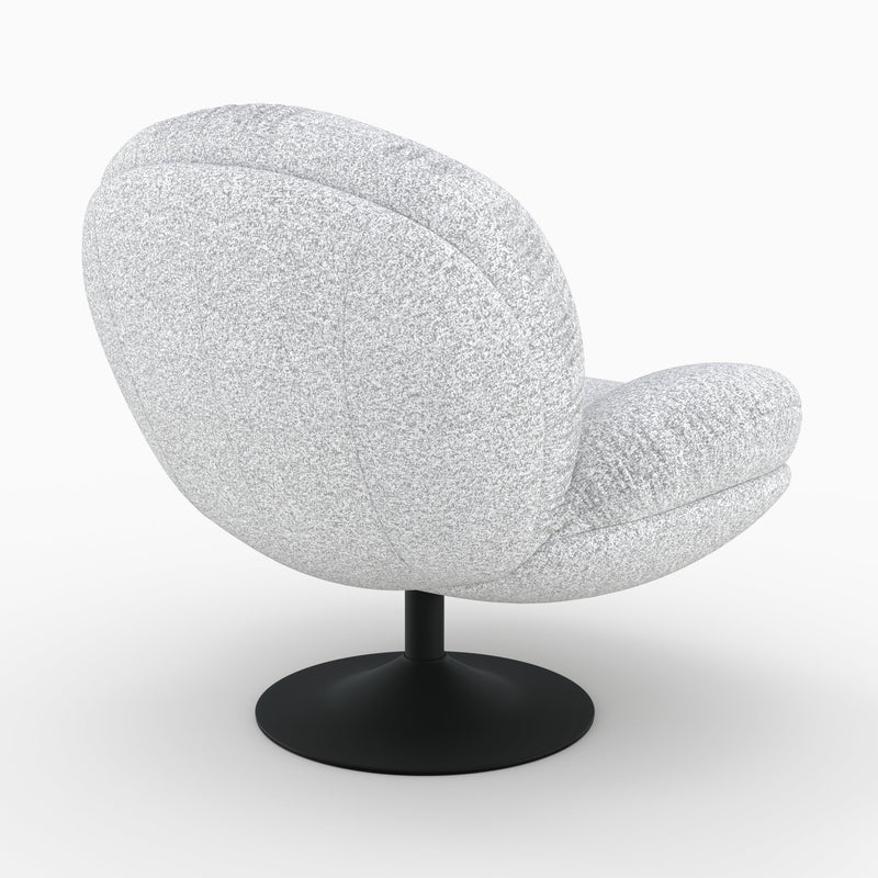 Fauteuil Ricci pivotant en tissu bouclé gris chiné