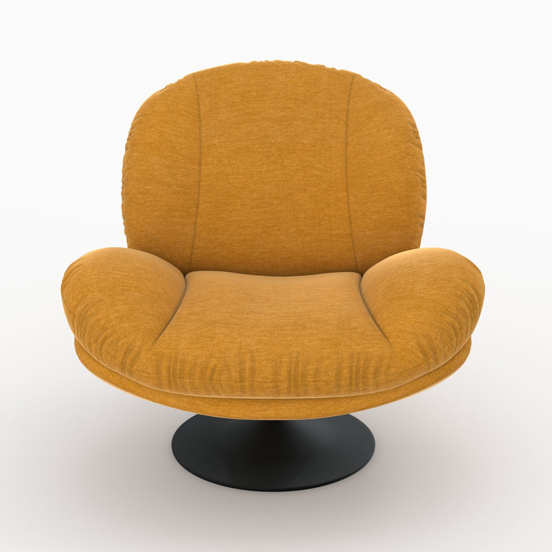 Fauteuil Ricci pivotant en tissu effet velours jaune moutarde