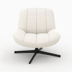 Elvis - Sillón giratorio de tela bouclé blanco roto