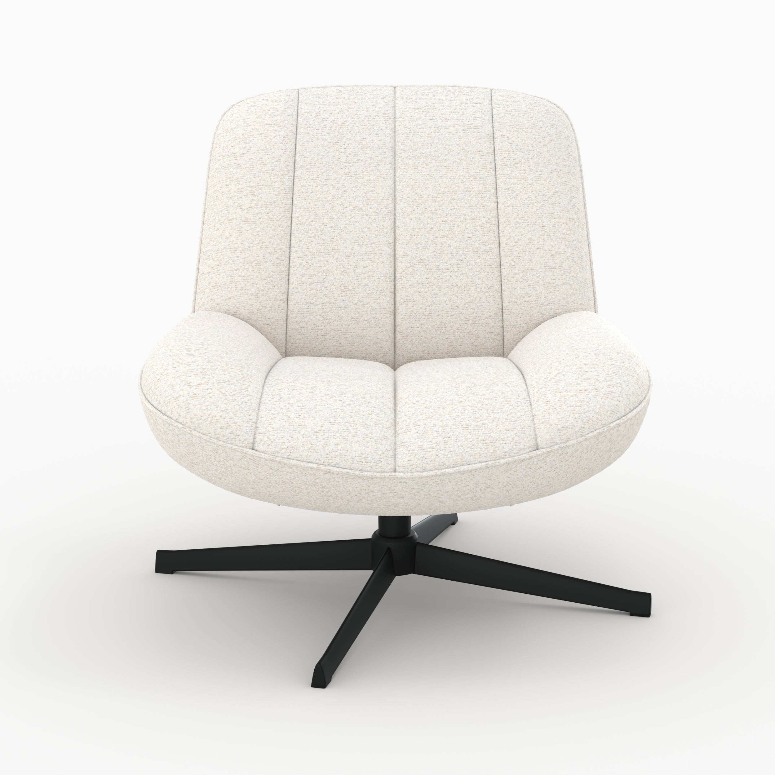 Elvis - Sillón giratorio de tela bouclé blanco roto