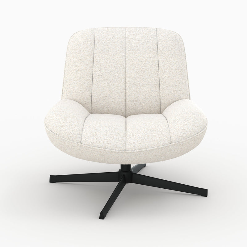 Fauteuil Elvis pivotant en tissu bouclé blanc cassé