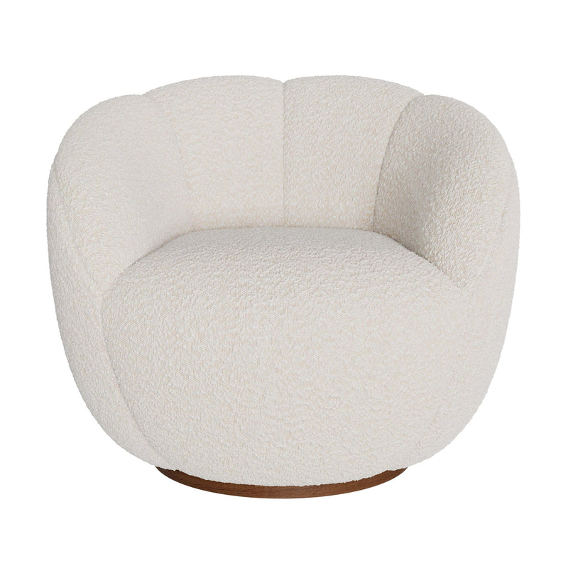 Fauteuil pivotant Ysé en tissu bouclé blanc