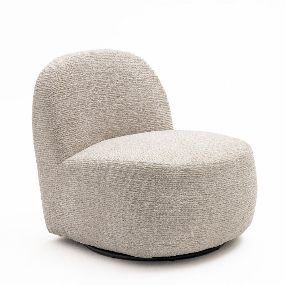 Groovy - Sillón giratorio - Tela chenilla acanalada - Crudo