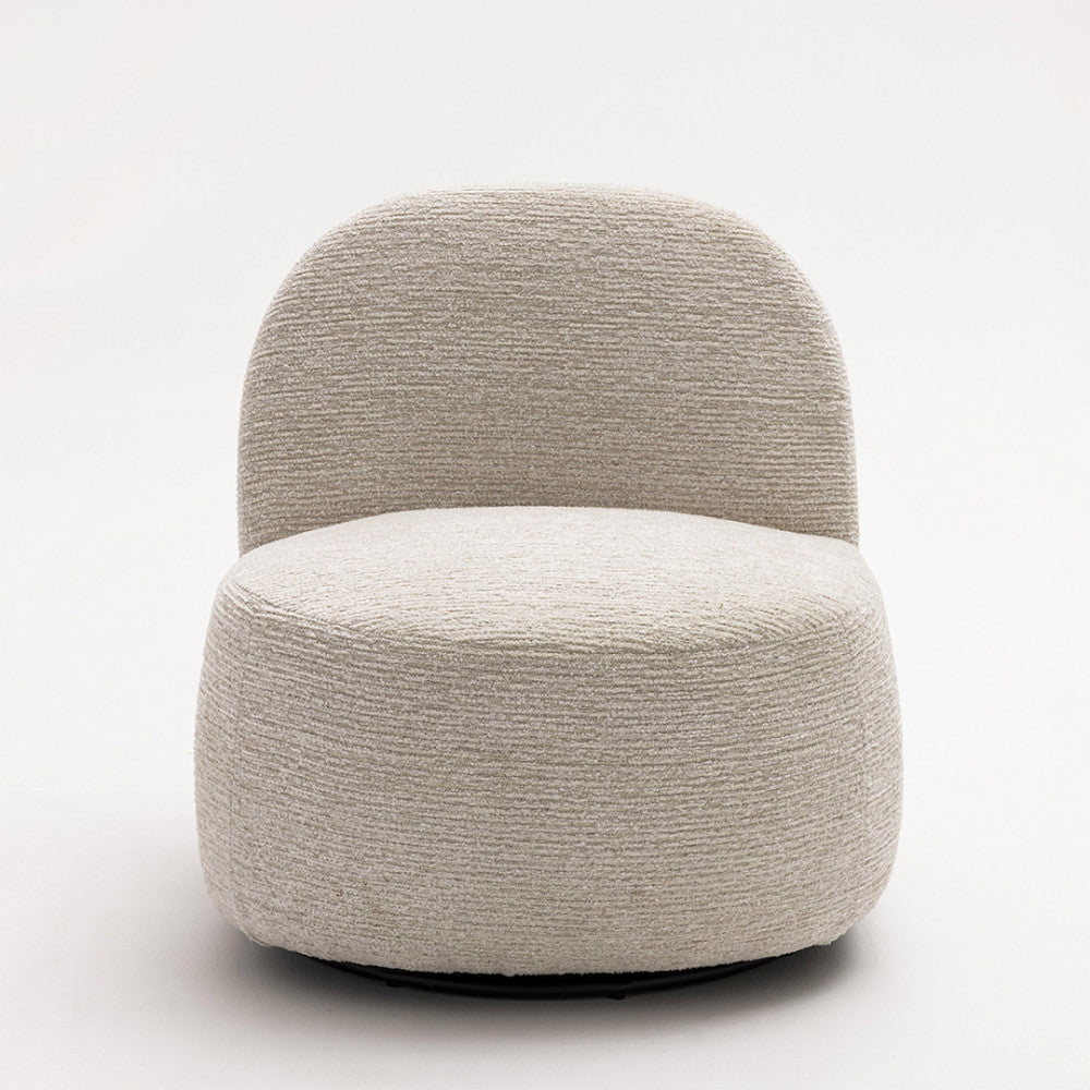 Groovy - Sillón giratorio - Tela chenilla acanalada - Crudo