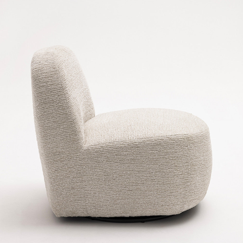 Groovy - Sillón giratorio - Tela chenilla acanalada - Crudo