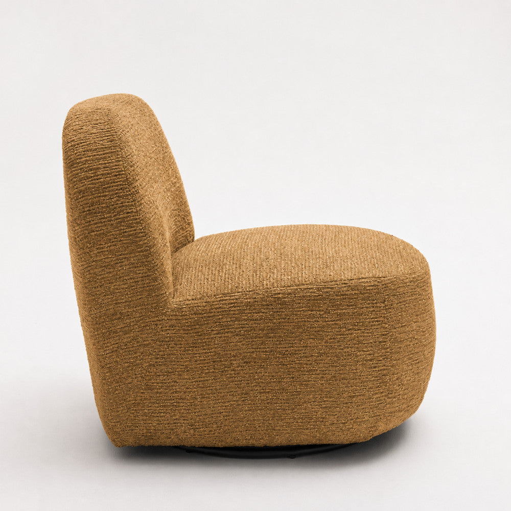 Groovy - Swivel Armchair - Ribbed Chenille Fabric - Mustard Yellow