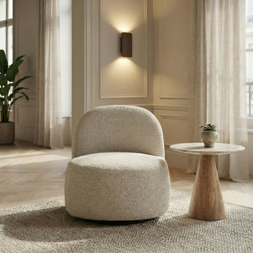 Groovy - Sillón giratorio - Tela chenilla acanalada - Crudo