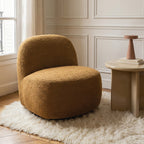 Groovy - Swivel Armchair - Ribbed Chenille Fabric - Mustard Yellow