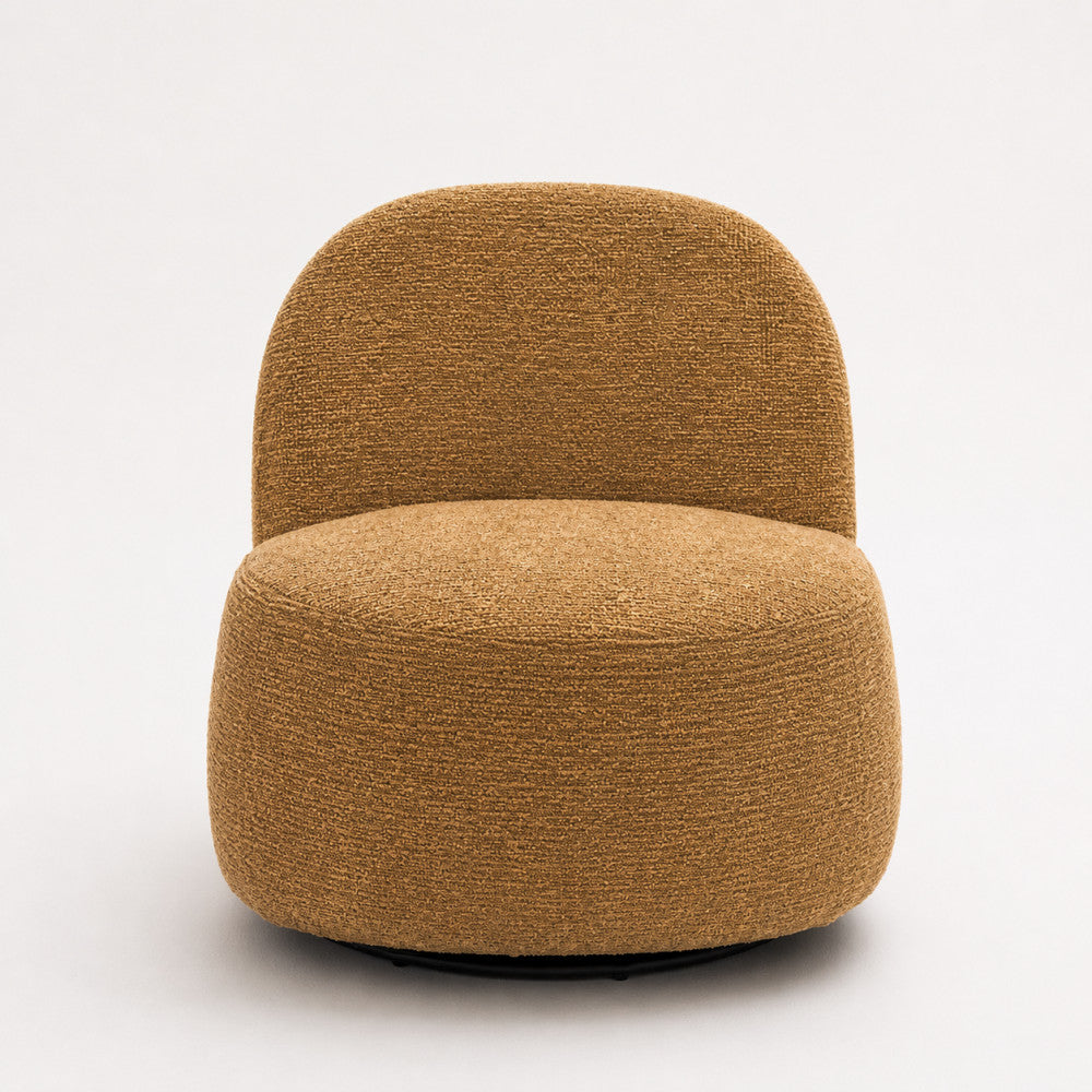 Groovy - Swivel Armchair - Ribbed Chenille Fabric - Mustard Yellow