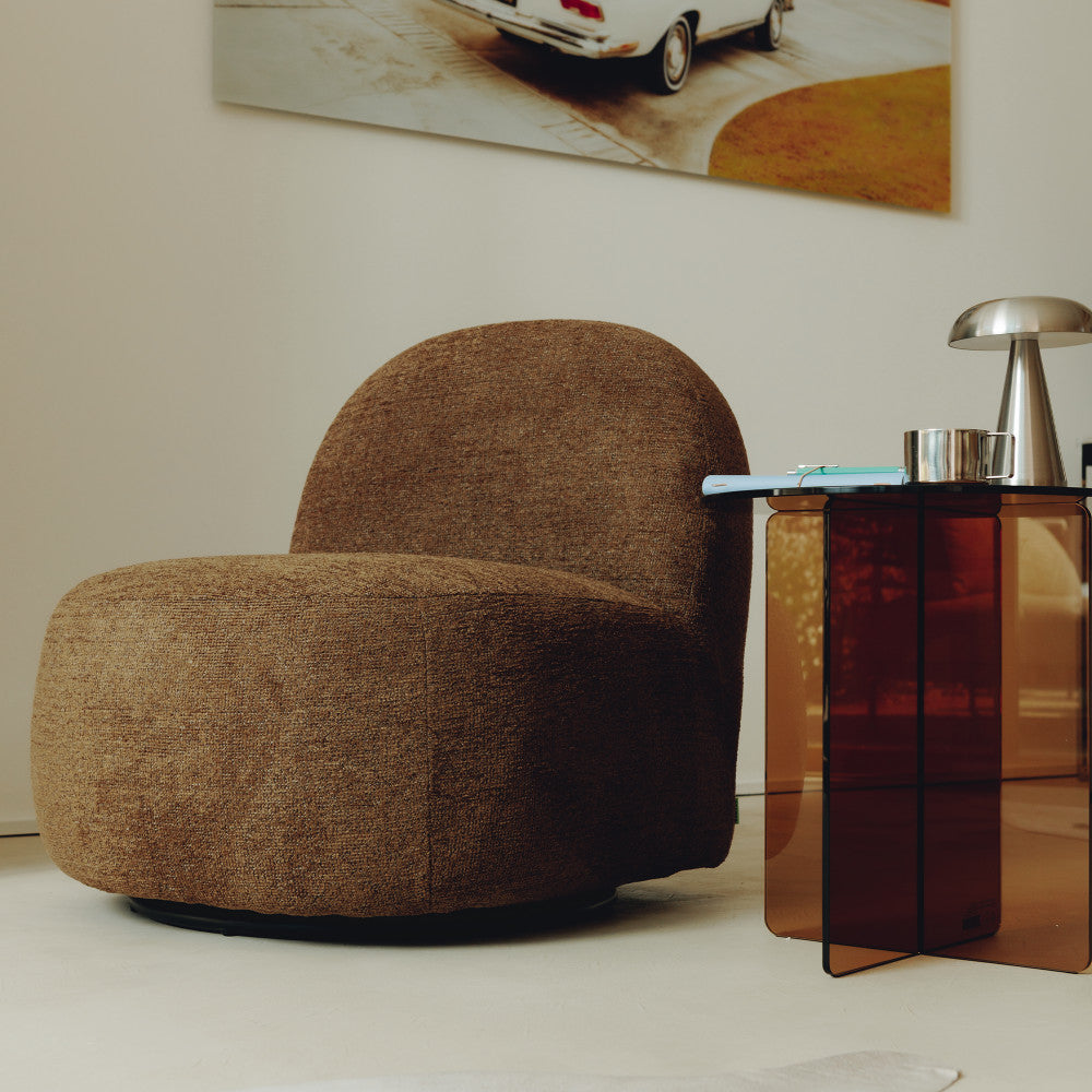 Groovy - Swivel Armchair - Ribbed Chenille Fabric - Mottled Brown
