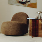 Groovy - Swivel Armchair - Ribbed Chenille Fabric - Mottled Brown