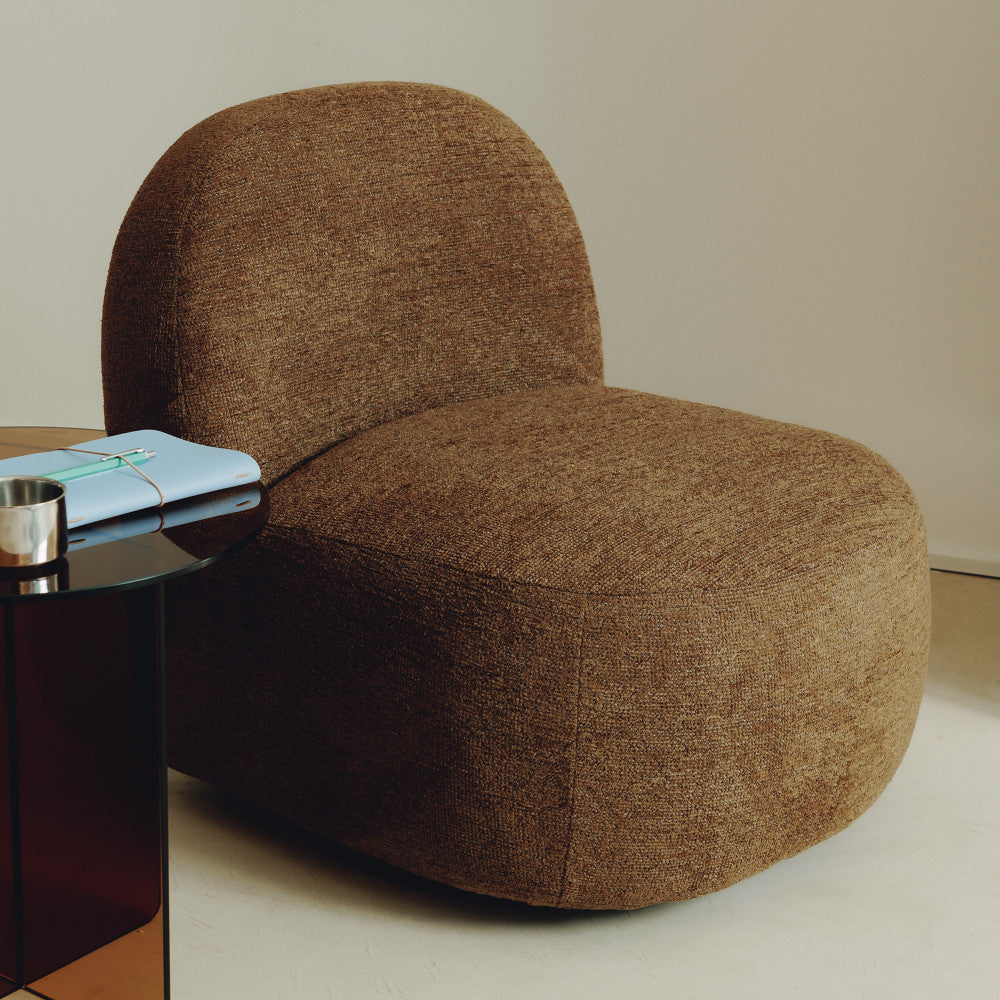 Groovy - Swivel Armchair - Ribbed Chenille Fabric - Mottled Brown
