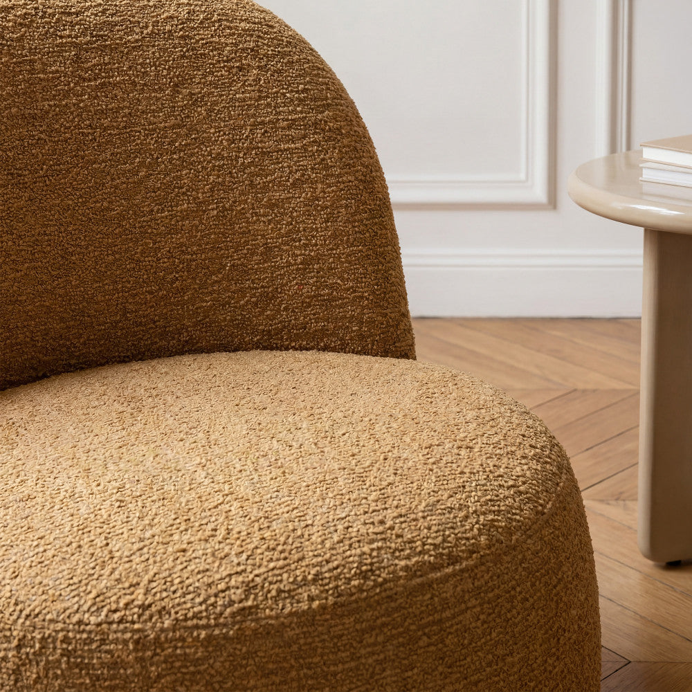 Groovy - Swivel Armchair - Ribbed Chenille Fabric - Mustard Yellow