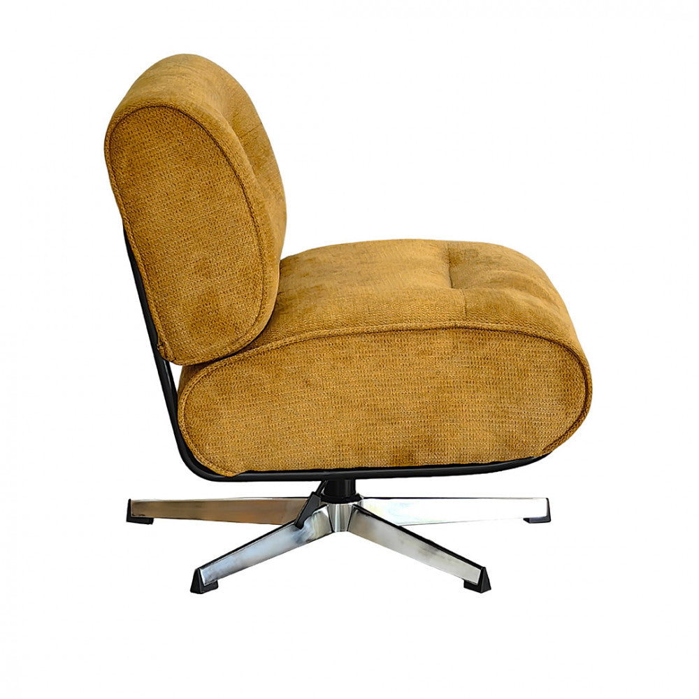Simon - Sillón giratorio - Tela chenilla con base de estrella - Bronce