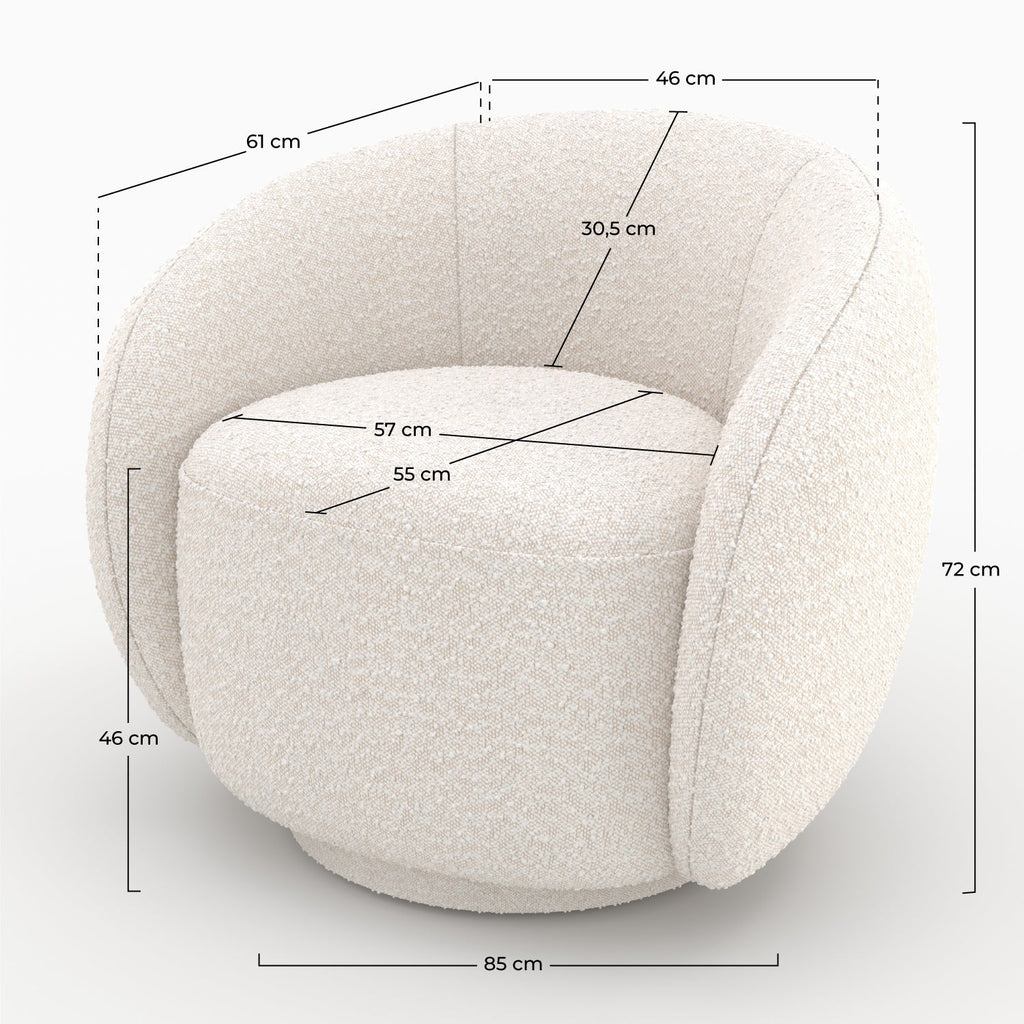 Naya - White Bouclé Fabric Armchair