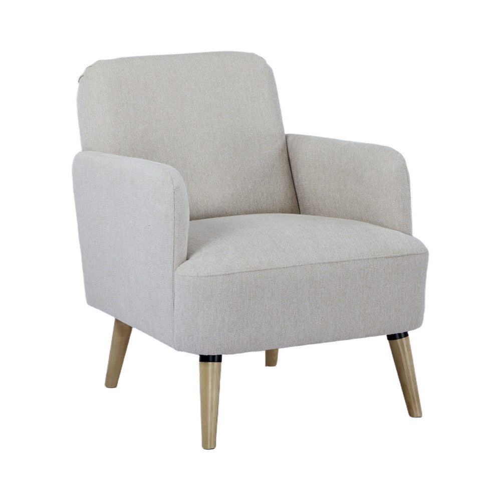 Brooks - Sillón retro - Tela, patas de madera clara - Beige