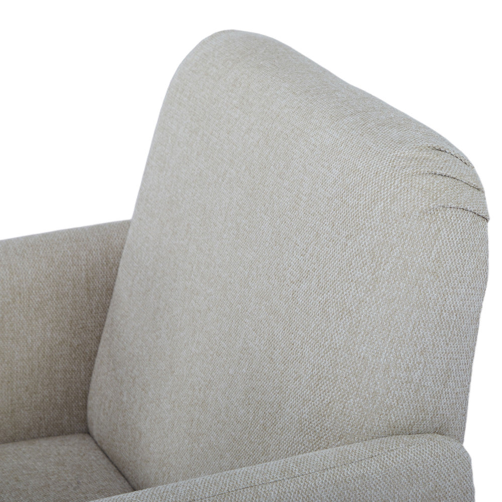 Brooks - Sillón retro - Tela, patas de madera clara - Beige