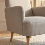Brooks - Sillón retro - Tela, patas de madera clara - Beige