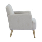 Brooks - Sillón retro - Tela, patas de madera clara - Beige