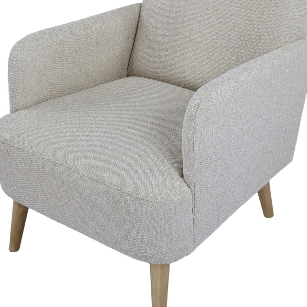 Brooks - Sillón retro - Tela, patas de madera clara - Beige