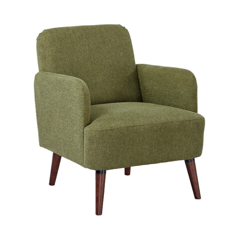 Brooks - Sillón retro - Tela, patas de madera oscura - Verde