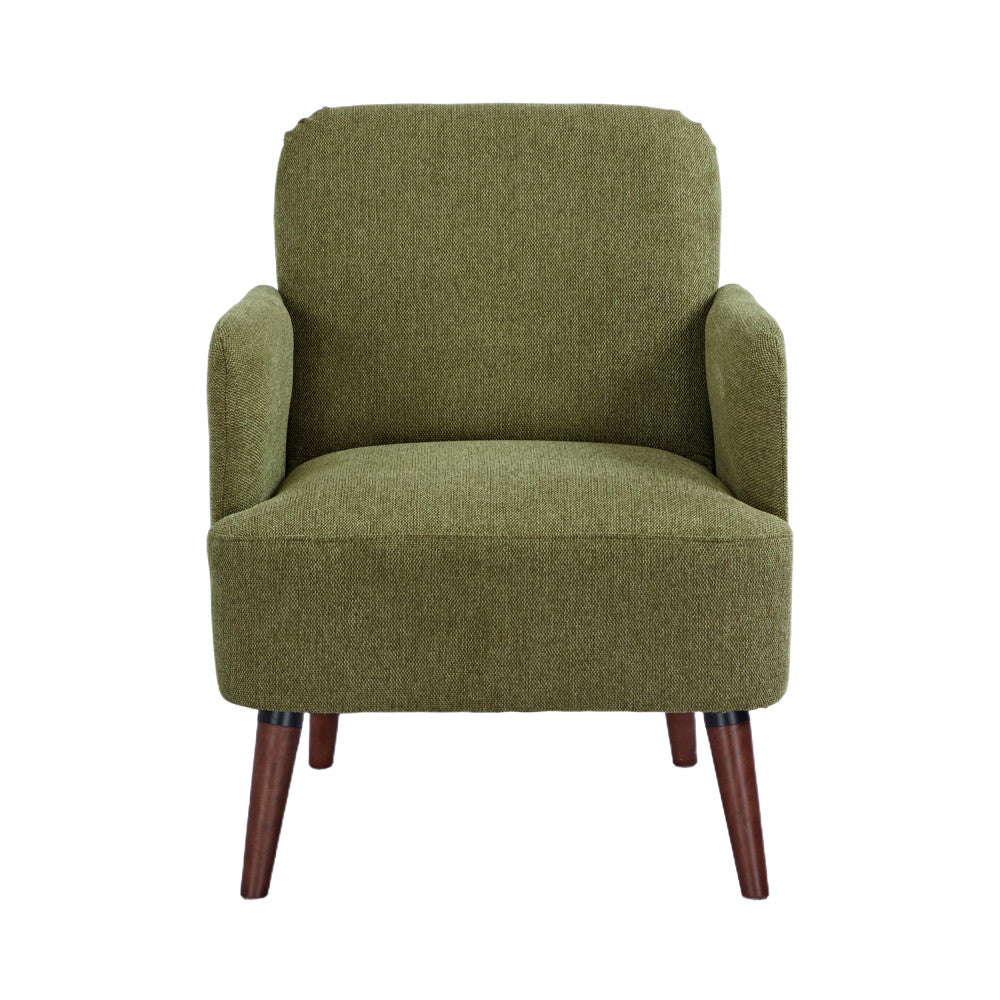 Brooks - Sillón retro - Tela, patas de madera oscura - Verde