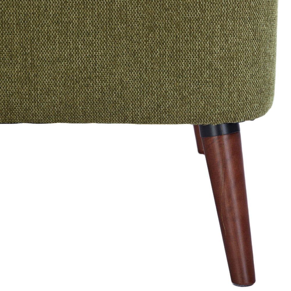 Brooks - Sillón retro - Tela, patas de madera oscura - Verde