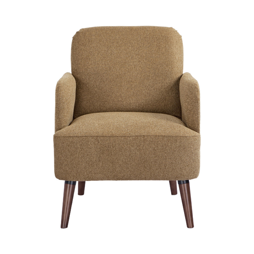 Brooks - Retro Armchair - Fabric, Dark Wood Legs - Bronze