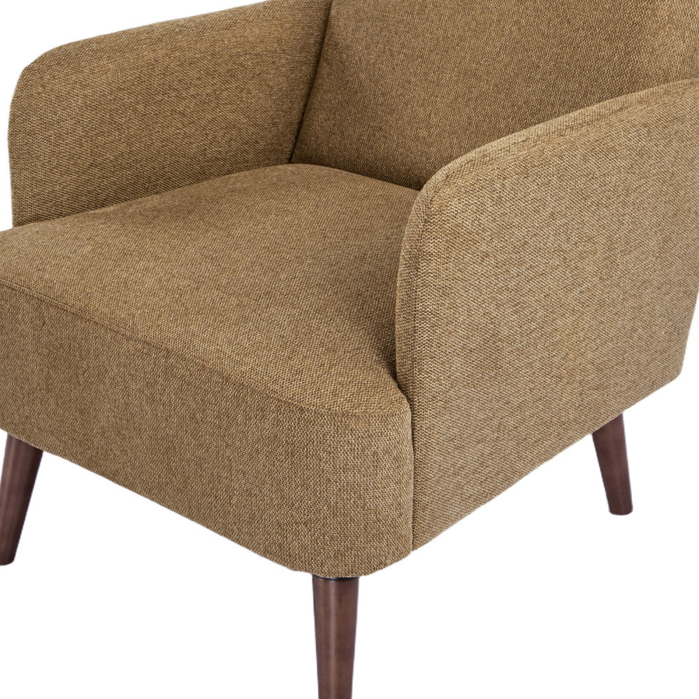 Brooks - Retro Armchair - Fabric, Dark Wood Legs - Bronze