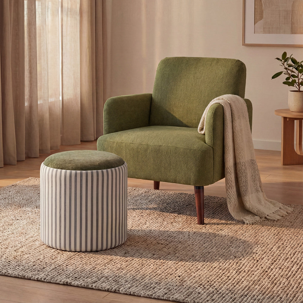 Brooks - Sillón retro - Tela, patas de madera oscura - Verde