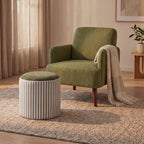 Brooks - Sillón retro - Tela, patas de madera oscura - Verde
